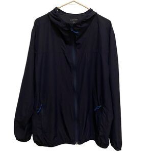 Land's End Navy Blue Nylon Windbreaker Long Sleeve Jacket Size Large